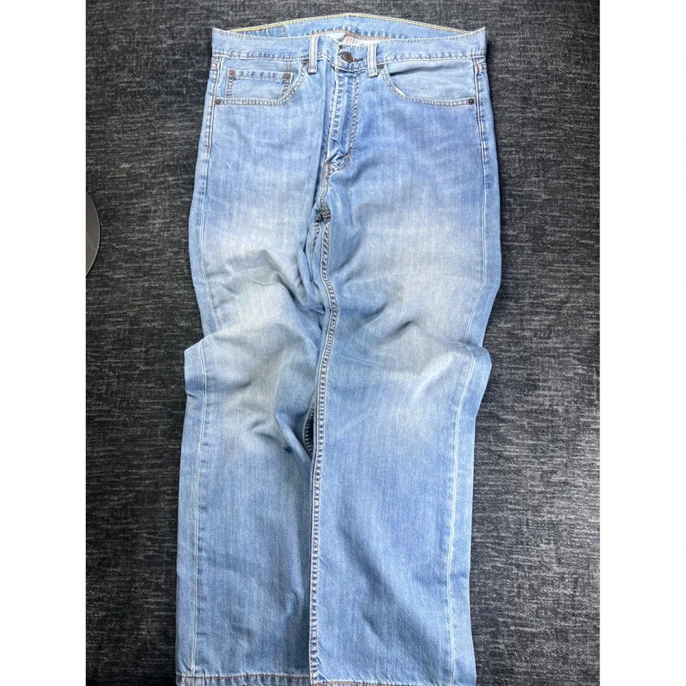 Levi's 505 Regular Fit Jeans Mens 34x30 Light Wash Straight Leg Denim Blue